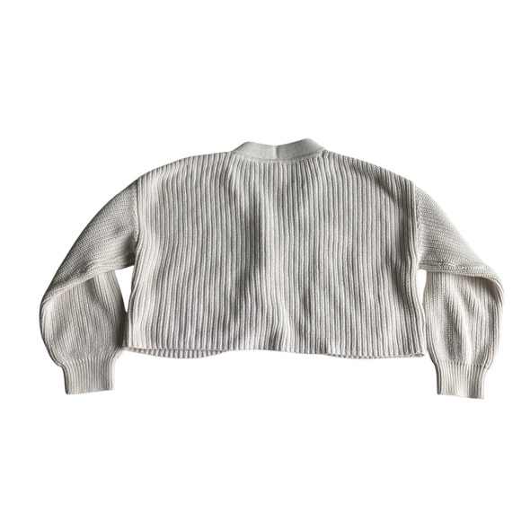 Gap Kids Shaker Stitch Cropped Cardigan Sweater Size 8 M Ivory Frost 100% Cotton - Picture 5 of 11